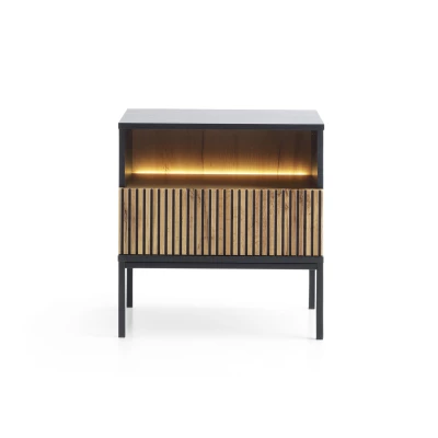 Noční stolek ILARIA - černý / dub wotan