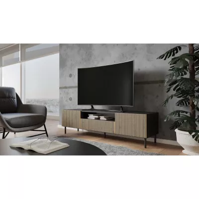 Široký TV stolek FREDO 4 - dub artisan / černý