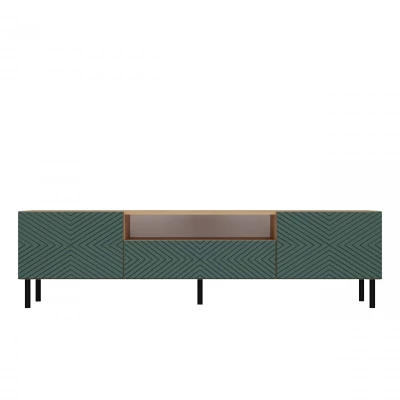 Široký TV stolek FREDO 3 - hnědý / zelený