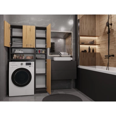 Koupelnová skříňka nad pračku RISTO 3 - dub artisan / antracitová