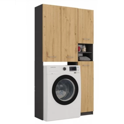 Koupelnová skříňka nad pračku RISTO 4 - dub artisan / antracitová