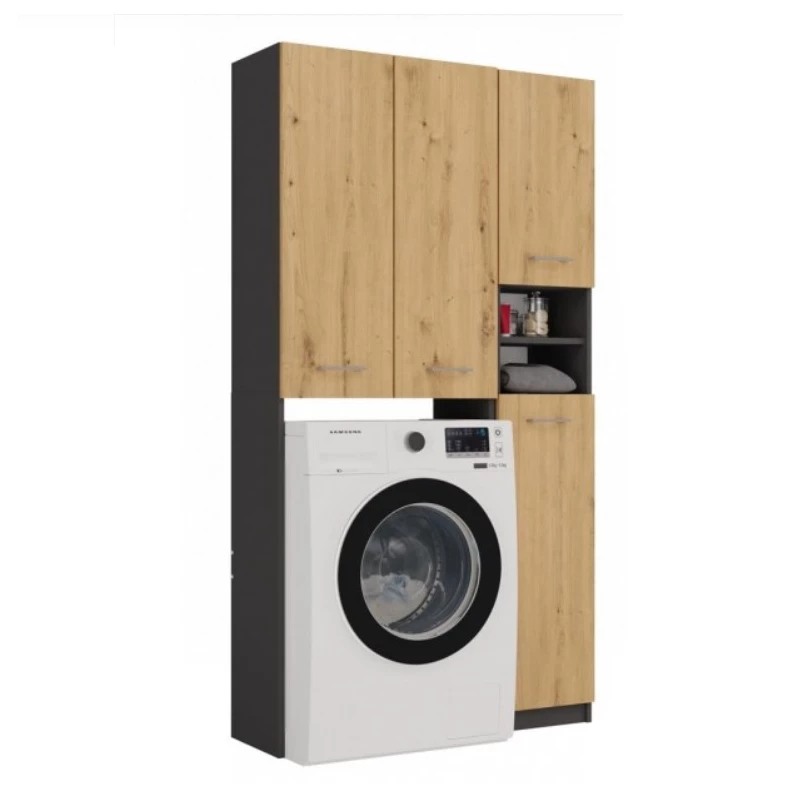 Koupelnová skříňka nad pračku RISTO 4 - dub artisan / antracitová