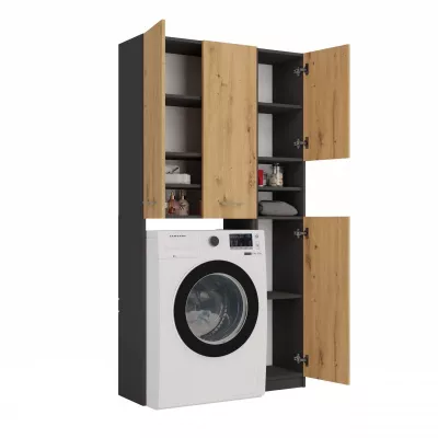 Koupelnová skříňka nad pračku RISTO 4 - dub artisan / antracitová