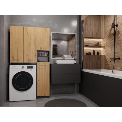 Koupelnová skříňka nad pračku RISTO 4 - dub artisan / antracitová