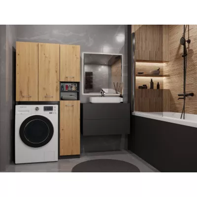 Koupelnová skříňka nad pračku RISTO 4 - dub artisan / antracitová