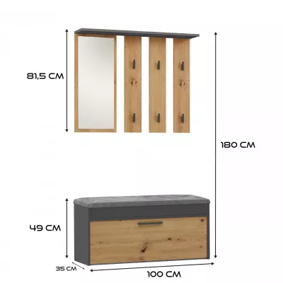 Nábytek do předsíně JAAN 1 - dub artisan / antracitový