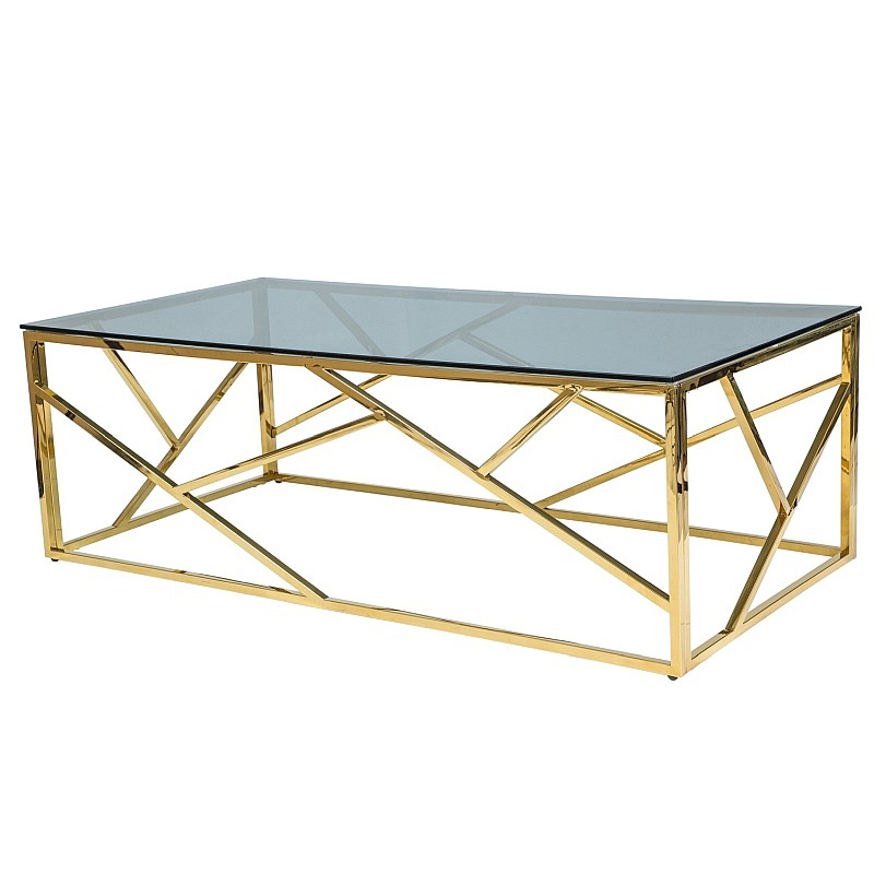 VÝPRODEJ - Designový konferenční stolek PIM 1 - transparentní / zlatý