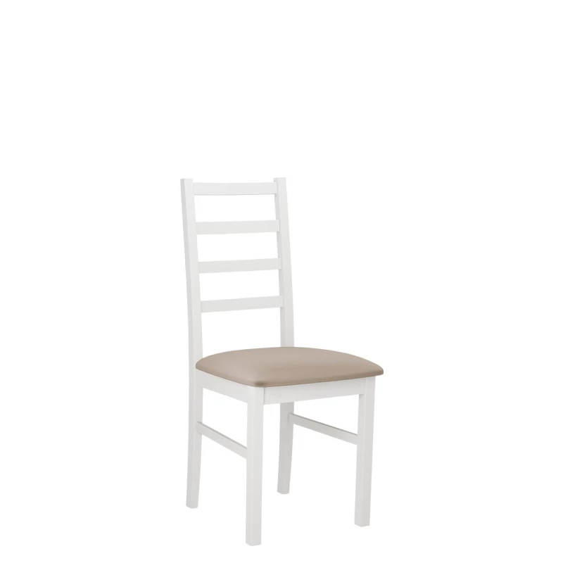 Dřevěná jídelní židle s látkovým potahem DANBURY 8 - bílá / béžová