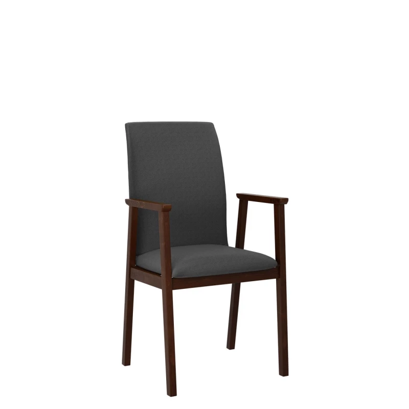 Čalouněná jídelní židle s područkami NASU 1 - ořech / tmavá šedá