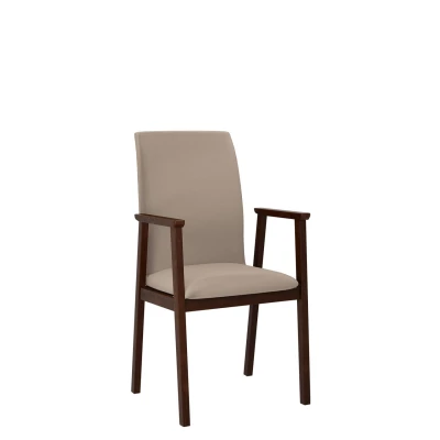 Čalouněná jídelní židle s područkami NASU 1 - ořech / béžová