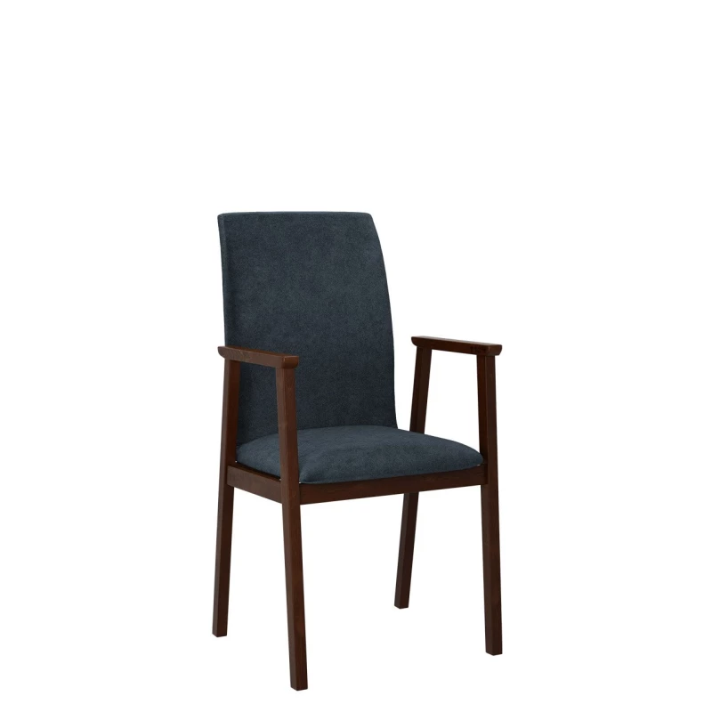 Čalouněná jídelní židle s područkami NASU 1 - ořech / námořnická modrá