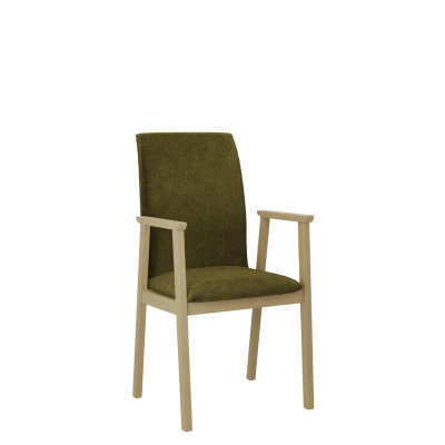 Čalouněná jídelní židle s područkami NASU 1 - dub sonoma / tmavá olivová