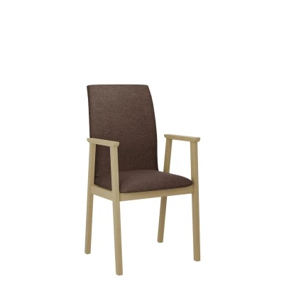 Čalouněná jídelní židle s područkami NASU 1 - dub sonoma / hnědá 2