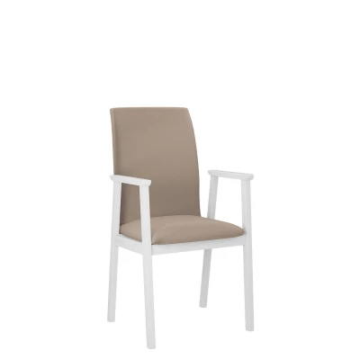 Čalouněná jídelní židle s područkami NASU 1 - bílá / béžová