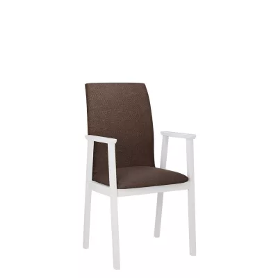 Čalouněná jídelní židle s područkami NASU 1 - bílá / hnědá 2