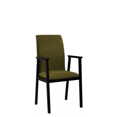 Čalouněná jídelní židle s područkami NASU 1 - černá / tmavá olivová