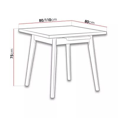 Rozkládací jídelní stůl 80x80 cm AMES 2 - dub sonoma
