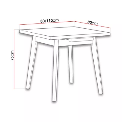 Rozkládací jídelní stůl 80x80 cm AMES 2 - dub sonoma / bílý