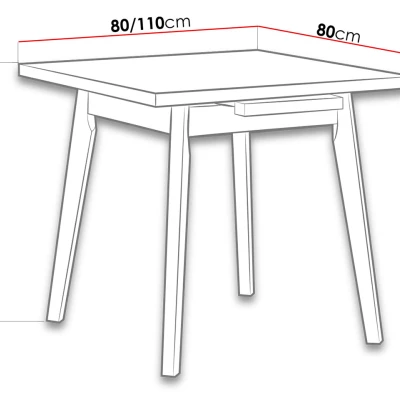 Rozkládací jídelní stůl 80x80 cm AMES 2 - bílý