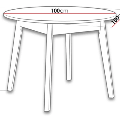 Kulatý jídelní stůl 100 cm AMES 3 - bílý / dub sonoma