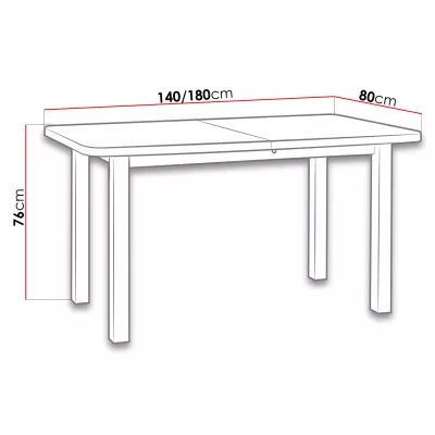 Rozkládací jídelní stůl 140x80 cm BANGS 2 - olše