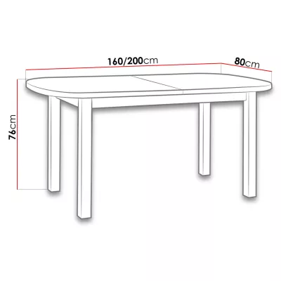 Rozkládací jídelní stůl 160x80 cm BANGS 1 - dub sonoma