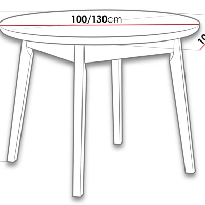 Kulatý rozkládací stůl do jídelny 100 cm ANGLETON 4 - bílý / černý