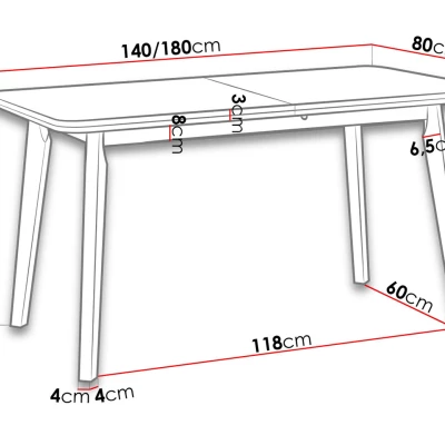 Rozkládací stůl do jídelny 140x80 cm ANGLETON 7 - bílý / dub sonoma