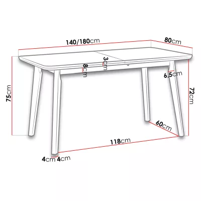 Rozkládací stůl do jídelny 140x80 cm ANGLETON 7 - bílý / dub sonoma