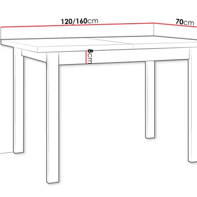 Rozkládací stůl do kuchyně 120x70 cm ARGYLE 10 - bílý