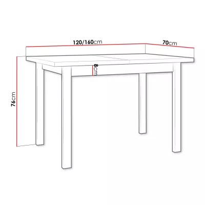 Rozkládací stůl do kuchyně 120x70 cm ARGYLE 10 - dub sonoma