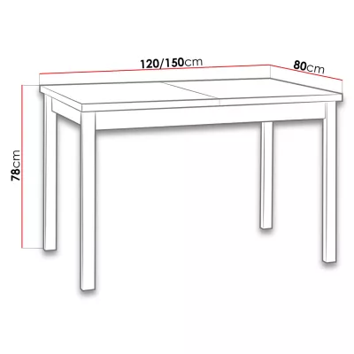 Rozkládací kuchyňský stůl 120x80 cm ELISEK 1 - bílý / dub sonoma