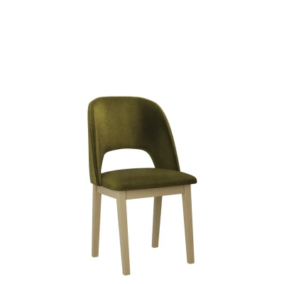 Kuchyňská čalouněná židle AFTON 2 - dub sonoma / tmavá olivová