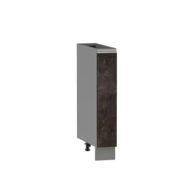Výsuvná skříňka ADAMA - šířka 15 cm, beton tmavý atelier / šedá, nožky 10 cm