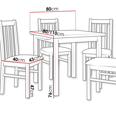 Rozkládací jídelní stůl se 4 židlemi SILLE 4 - bílý / hnědý