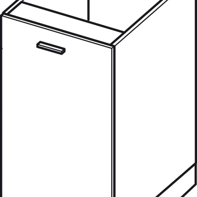 Dolní skříňka s policí ADAMA - šířka 45 cm, lesklá černá / šedá, stříbrná úchytka, nožky 10 cm