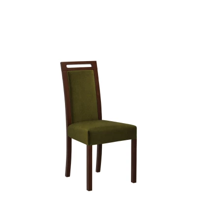Čalouněná židle do jídelny ENELI 5 - ořech / tmavá olivová