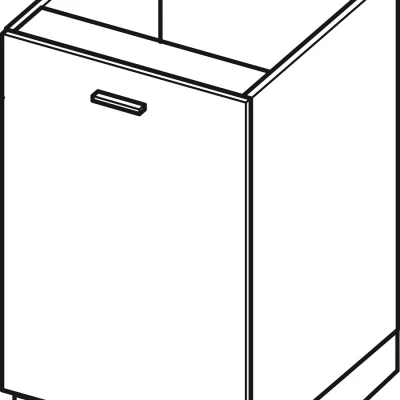 Dolní kuchyňská skříňka ADAMA - šířka 50 cm, modřín sibu / bílá, stříbrná úchytka, nožky 15 cm