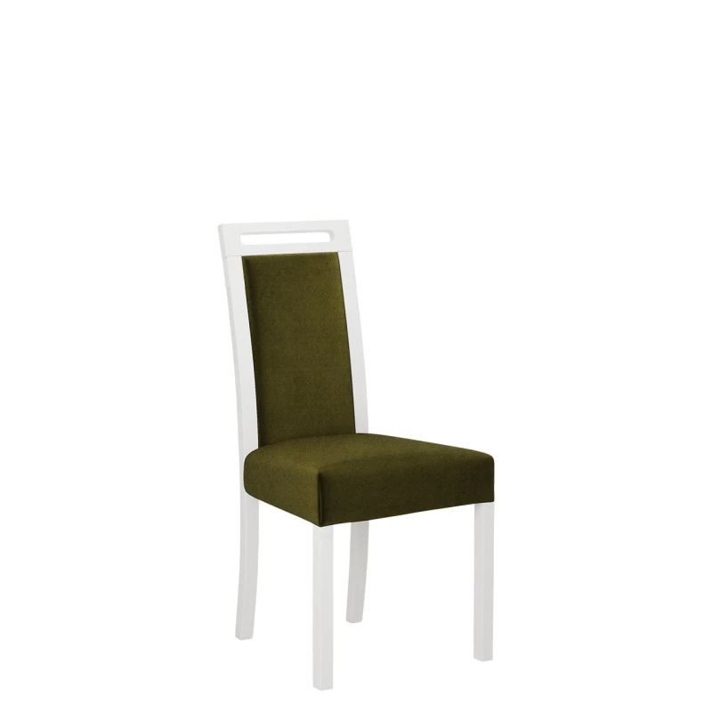Čalouněná židle do jídelny ENELI 5 - bílá / tmavá olivová
