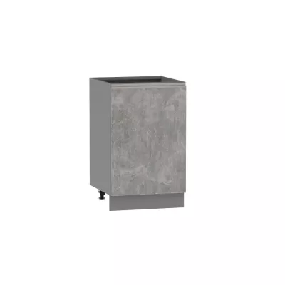 Dolní kuchyňská skříňka ADAMA - šířka 50 cm, beton světlý atelier / šedá, stříbrná úchytka, nožky 10 cm