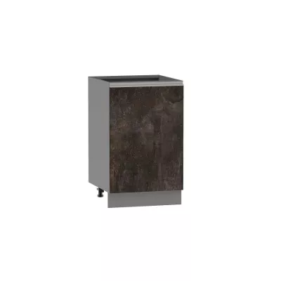 Dolní kuchyňská skříňka ADAMA - šířka 50 cm, beton tmavý atelier / šedá, stříbrná úchytka, nožky 15 cm