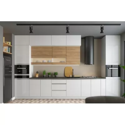 Dolní kuchyňská skříňka ADAMA - šířka 50 cm, lesklá bílá / bílá, stříbrná úchytka, nožky 15 cm