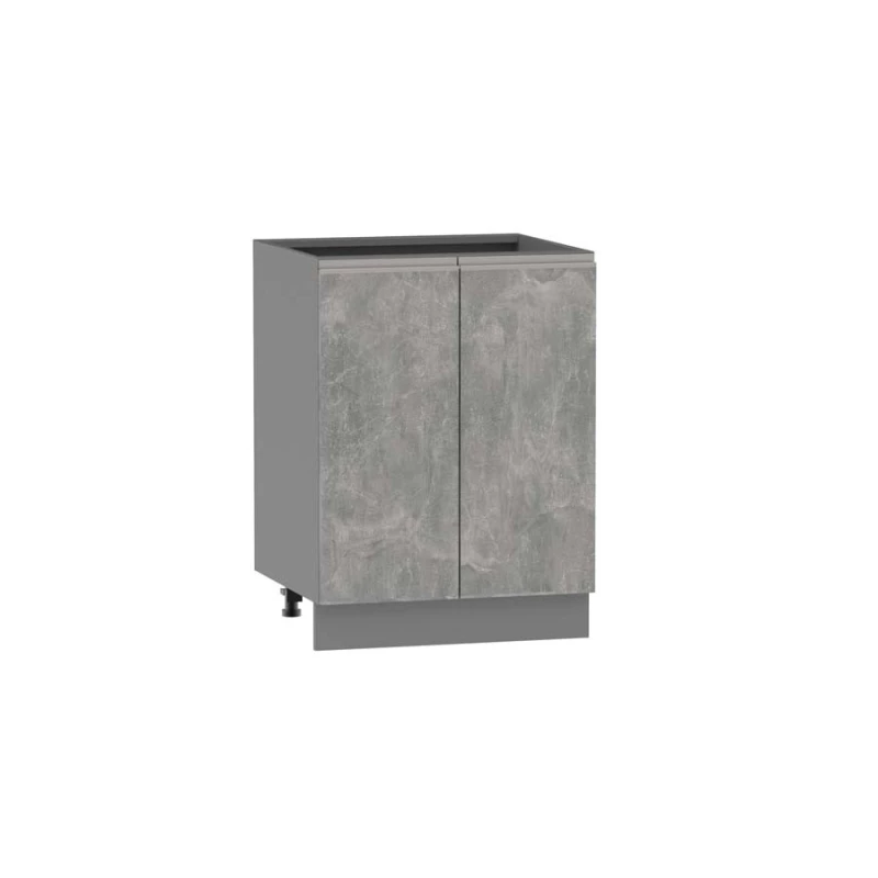 Dolní dvoudveřová skříňka ADAMA - šířka 60 cm, beton světlý atelier / šedá, stříbrná úchytka, nožky 10 cm