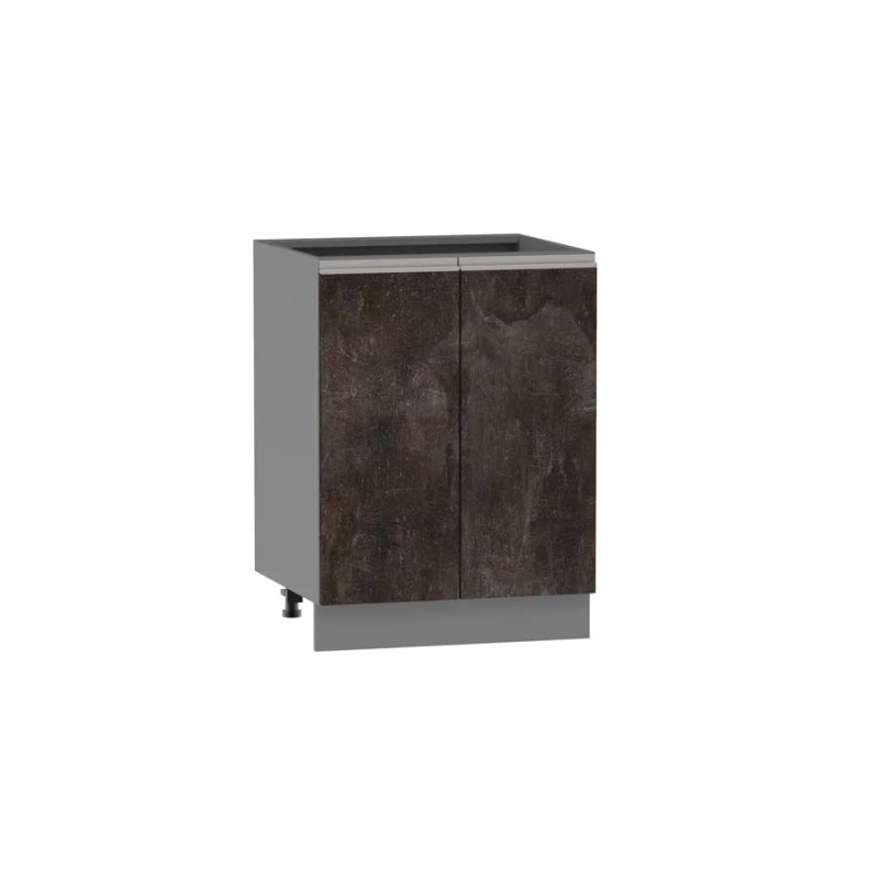 Dolní dvoudveřová skříňka ADAMA - šířka 60 cm, beton tmavý atelier / šedá, stříbrná úchytka, nožky 10 cm