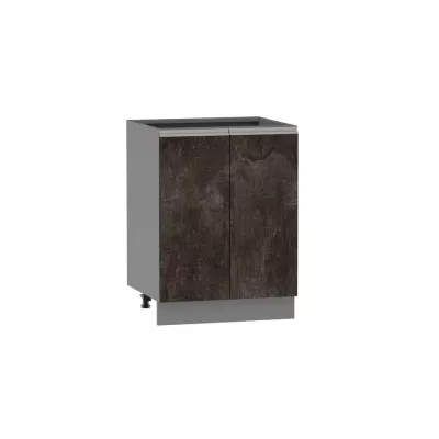 Dolní dvoudveřová skříňka ADAMA - šířka 60 cm, beton tmavý atelier / šedá, stříbrná úchytka, nožky 15 cm