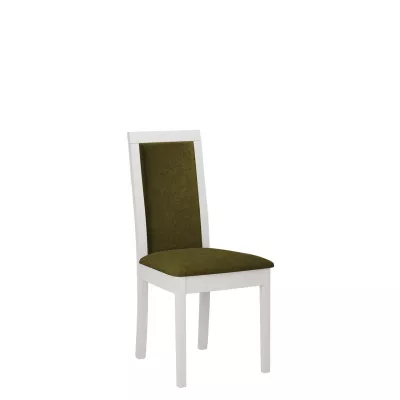 Kuchyňská židle s látkovým potahem ENELI 4 - bílá / tmavá olivová