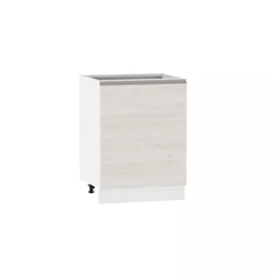 Kuchyňská skříňka s policí ADAMA - šířka 60 cm, modřín sibu / bílá, stříbrná úchytka, nožky 10 cm