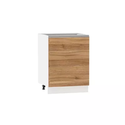 Kuchyňská skříňka s policí ADAMA - šířka 60 cm, ořech lyon / bílá, stříbrná úchytka, nožky 10 cm
