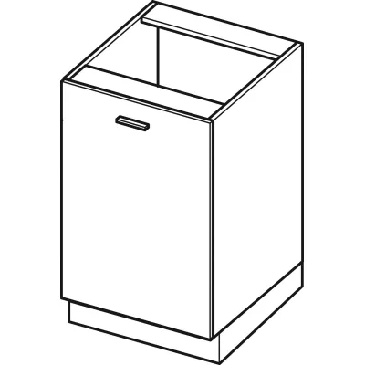 Kuchyňská skříňka s policí ADAMA - šířka 60 cm, lesklá černá / šedá, stříbrná úchytka, nožky 15 cm