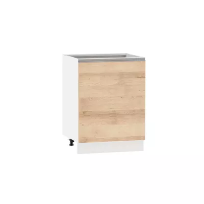 Kuchyňská skříňka s policí ADAMA - šířka 60 cm, buk artisan / bílá, stříbrná úchytka, nožky 15 cm